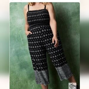 Torrid Super soft romper, black & white smocked Jumpsuit plus Size 1x